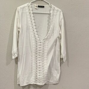 La Blanca Ivory Crochet Detail Blouse